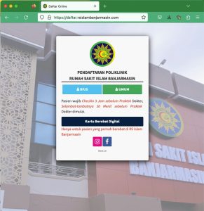 Tampilan Pendaftaran Online RS Islam Banjarmasin